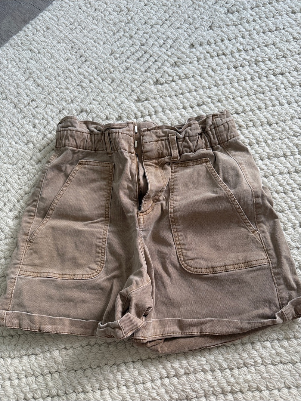 LOFT Stretch High Waisted Short in muted taupe